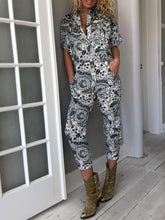 Load image into Gallery viewer, Casual Loose Printed Short Sleeve Jumpsuit