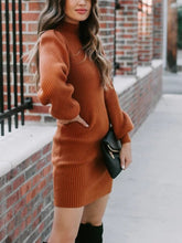 Load image into Gallery viewer, Solid Turtleneck Knit Mini Dress