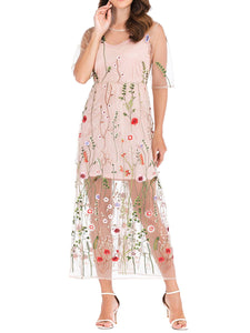 Embroidered Lace Dress Summer Two-piece Suit