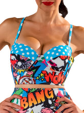 Load image into Gallery viewer, Retro Abstract Funny Alphabet Print Split Bikini（相似款货源）