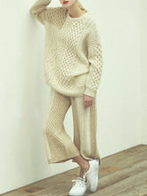 Load image into Gallery viewer, Long Sleeve Round Neck Knit Two-piece Suit