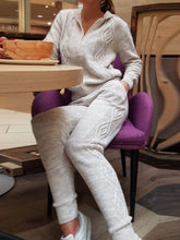 Load image into Gallery viewer, Hooded Zip Knitted Casual Two-piece Suit