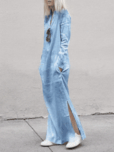 Load image into Gallery viewer, Casual Loose Long Sleeve V-Neck Pocket Linen Maxi Dress