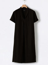 Load image into Gallery viewer, Paneled Solid Lapel Side Pockets Casual Midi Dress