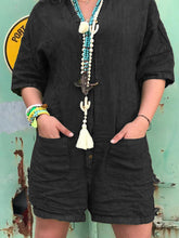 Load image into Gallery viewer, Plus Size Casual Solid V Neck Half Sleeve Pockets Jumpsuits
