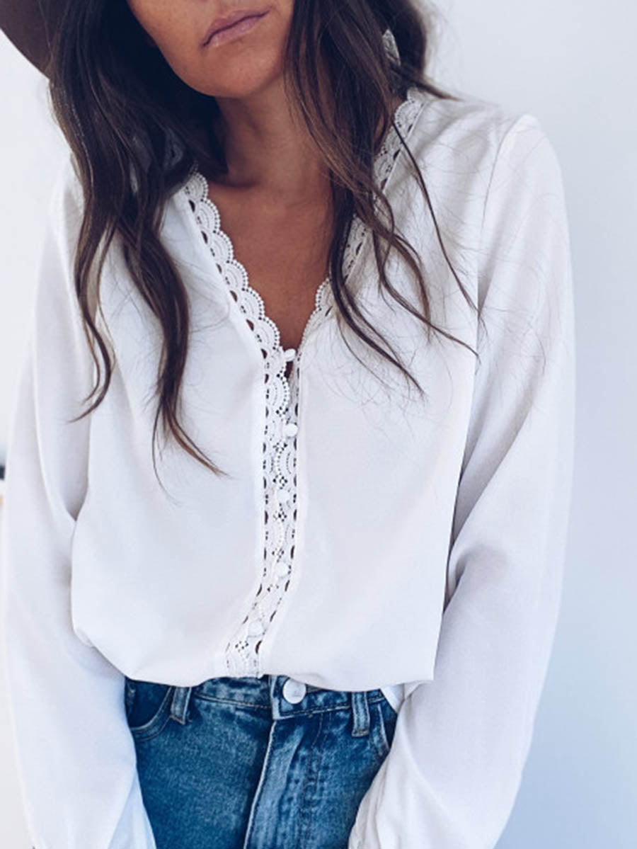 V-Neck Long Sleeve Shirt