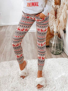 Casual Fashion Round Neck Red Print Set