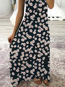 V-neck Dress with Chrysanthemum Print