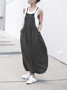 Simple Casual Loose Sling Pocket Dress