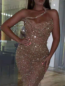 Sexy Sleeveless Dress Sequined Dress