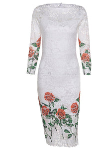 Lace Embroidered Temperament Slim Party Evening Dress