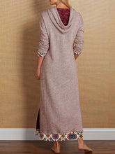 Load image into Gallery viewer, Printed Patchwork Hooded Long Sleeve Dress