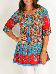 Printed Crew Neck Mid-Length Sleeves Shirt
