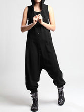 Load image into Gallery viewer, Casual Sleeveless Button Side Pocket Harem Pants Jumpsuit