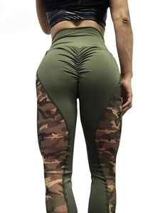 Sexy Camouflage Stitching Tight Hip Yoga Pants