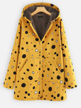 Load image into Gallery viewer, Dotted Hooded Zipper In Long Flannel Ladies Coat