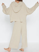 Load image into Gallery viewer, Hooded Long Sleeve Knit Solid Two Piece Suit