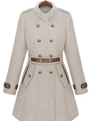 Solid Color Slim Warm Woolen Coat