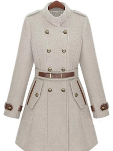 Solid Color Slim Warm Woolen Coat