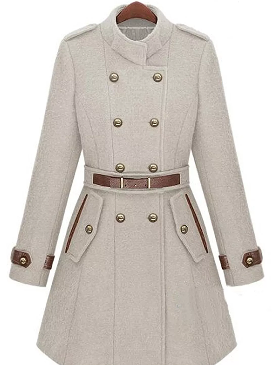 Solid Color Slim Warm Woolen Coat