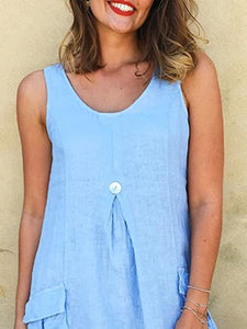 Short-sleeved Cotton and Linen Casual Dress