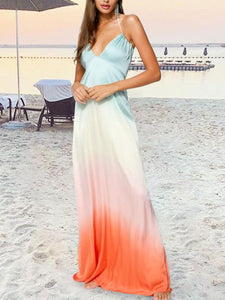 Sexy Casual Rainbow Halter Dress