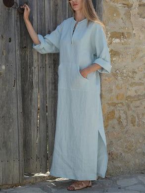 Comfortable Casual Loose Cotton Linen Long Dress