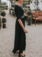 Load image into Gallery viewer, V-neck Dot Print Middle Sleeve Casual Maxi Dress