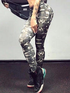 Fashion Camouflage Printed Peach Hip Yoga Track Pants