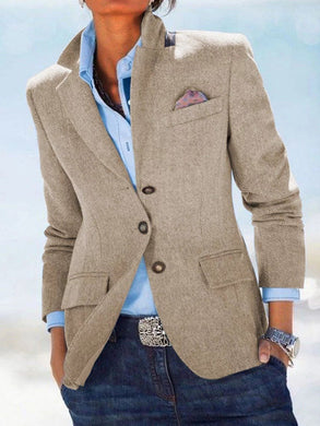 Solid Color Long Sleeve Suit Jacket