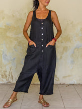 Load image into Gallery viewer, Black Plain Shift Casual jumpsuit V Neck One-Pieces