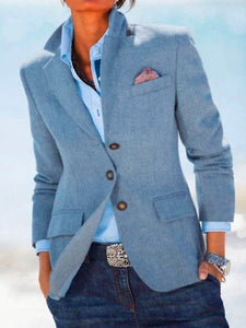 Solid Color Long Sleeve Suit Jacket