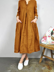 Pocket Casual Long Sleeve Loose Dress