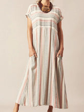 Load image into Gallery viewer, Striped Cotton and Linen Dress