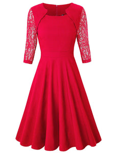 Square Floral Dress With Floral Skirt And Lace Dress