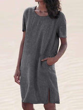 Load image into Gallery viewer, Linen Casual Short Sleeve Dresses