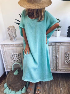 Loose Solid Color Vacation Mop Dress