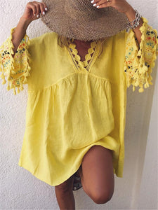 Bohemian Vintage Casual Loose Vacation Beach Dress