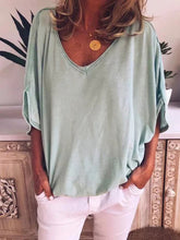 Load image into Gallery viewer, V-neck Cotton and Linen T-shirt