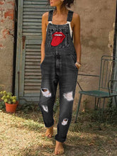 Load image into Gallery viewer, Printed Denim Casual Jumpsuit