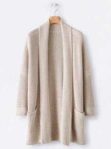 V-neck Knitted Long Sleeve Coat