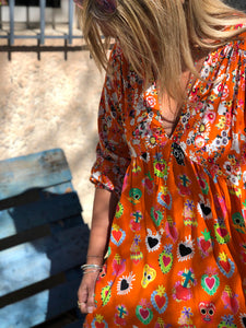 Printed V-Neck Loose Dress