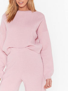 Knitted Round Neck Loose Two-piece Suit