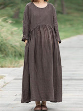 Load image into Gallery viewer, Loose Casual Pleated Cotton and Linen Solid Color Pregnant Women Dress