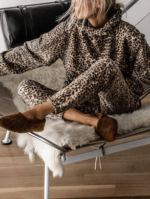 Leopard Print Long Sleeve Sweater Set