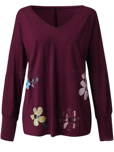 Long Sleeve Floral Printed Casual Blouse