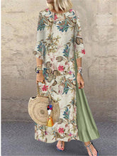 Load image into Gallery viewer, Autumn and Winter Vintage Flower Round Neck Patchwork Dress