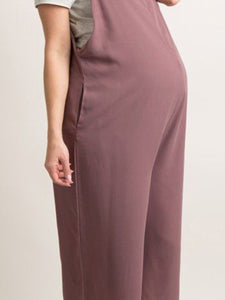 Solid Color V-neck Chiffon Maternity Jumpsuit