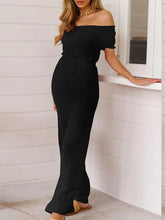 Load image into Gallery viewer, Maternity Commuting Boat Neck Off-Shoulder Sleeveless Jumpsuit