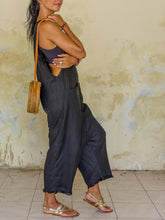 Load image into Gallery viewer, Black Plain Shift Casual jumpsuit V Neck One-Pieces
